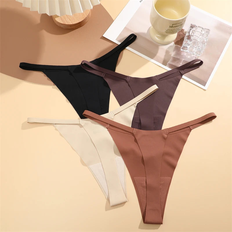 4PcsSet Seamless Ultra-thin Underwear Women Sexy Thin Belt Panties Female High Stretch Thongs Girls Breathable G-String Lingerie