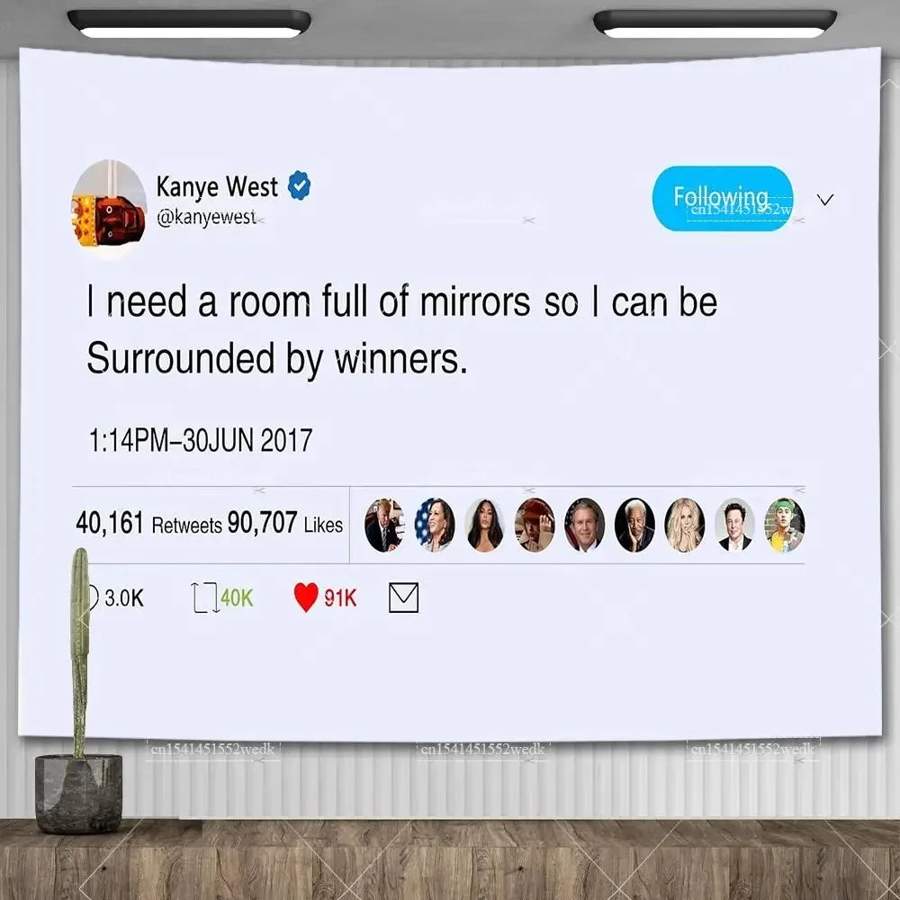 I'm The Reason I Smile Everyday Tapestry Kanye West Tweet Quote Wall Decor Flag Banner Meme Tapestrys Aesthetic Dorm Background