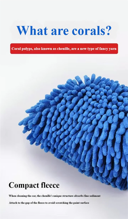 Microfiber Car Wash Cloth Gloves Automotive Double-sided Cleaning Drying Towels Thicken Chenille Vehicle Window Glass Supplies