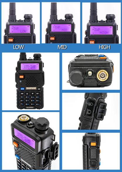 Baofeng Walkie Talkie UV 5R 5W 8W Dual Band Ham Two Way Radio Vhf Uhf FM Radio Handheld Transceiver Hunting 16KM