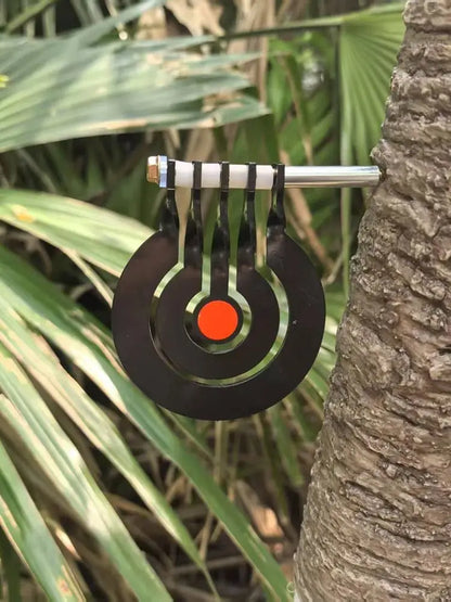 1Z-Shooting Practice with A Three - Ring Tree - Inserted Rotating Pendulum Target Made of 3 - Millimeter - Thick Metal