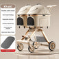 Twin Pet Cart Double Cabin Walking Pet Artifact Cat and Dog Outdoor Small and Medium Lightweight Foldable Double Layer Cart