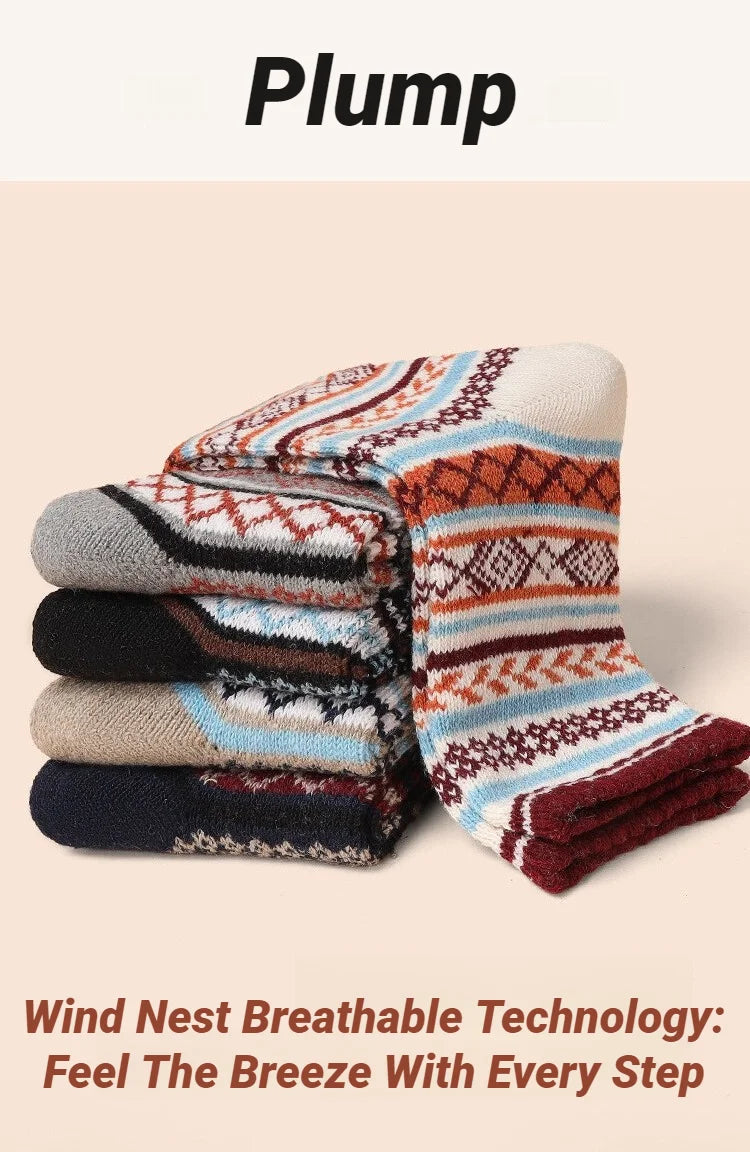 5 Pairs Winter Men's Socks Thicken Sheep's Wool Socks Warm Men Retro Style Colorful Fashion Man Socks For Snow boots