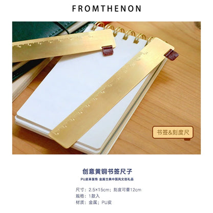 Fromthenon Vintage Art Travel Notebook Brass Bookmark Ruler Copper Number Letter Ruler DIY Accessories