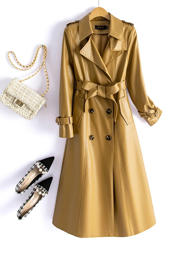 Real Leather Sheepskin Coat Women's Mid-Length Stylish Slimming Autumn Winter New Korean Style Coat Over-Knee Outerwear