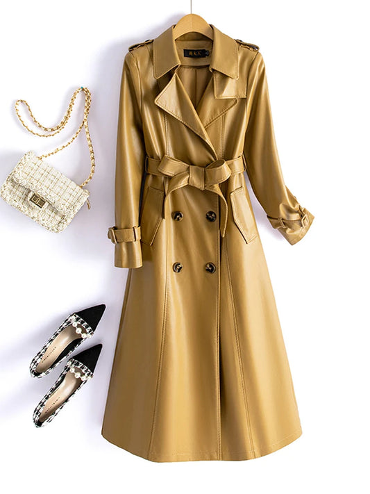 Real Leather Sheepskin Coat Women's Mid-Length Stylish Slimming Autumn Winter New Korean Style Coat Over-Knee Outerwear