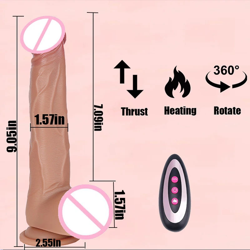 Telescopic Female Vibrator Dildo with Remote APP Control Heating Realistic Large Penis Massager Masturbator Sex Toy for Women