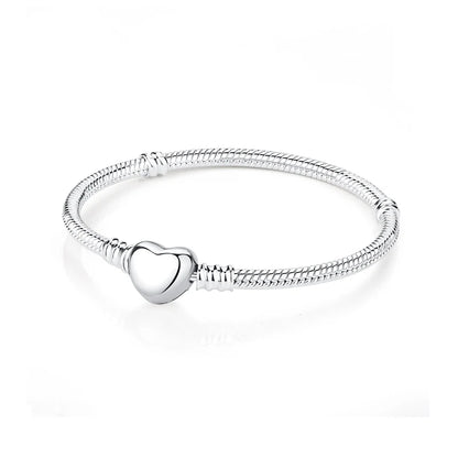 Original 925 Sterling Silver Bracelets Love Heart Moon Flower Butterfly Pave CZ Bracelets For Women DIY Jewelry Party Gift