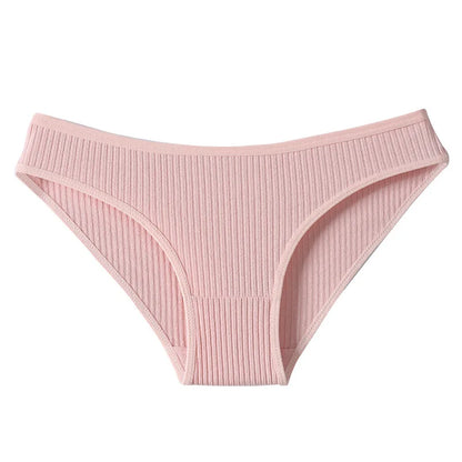7Pcs Women's Panties Striped Briefs for Women Low-Rise Breathable Cotton Female Soft Underwear Solid Colors Ladies Underpants