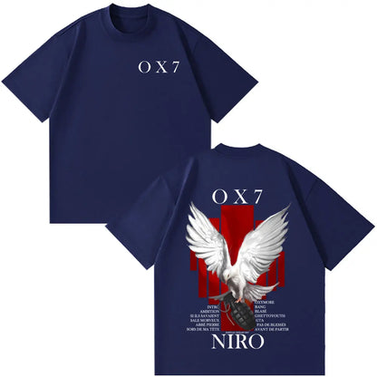 Rapper Niro OX7 Album T-shirt Men Women Clothes Hip Hop Fashion Pop Music T-shirts Male Casual Cotton Vintage T Shirt Streetwear