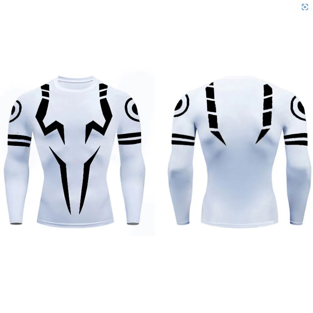 Anime Jujutsu Kaisen Compression Set Fitness Suit for Men Quick Dry 3D Compression Shirt+Gym Shorts Running Workout Sportswear