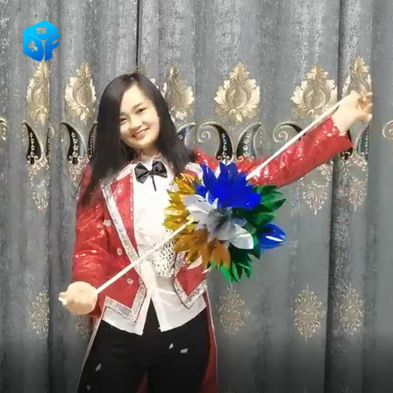Rope to Flower Ball Flash Flowers Ball Appearing Ball Flower Magic Tricks Spring Flower Bouquet Magic Props Close Up Street