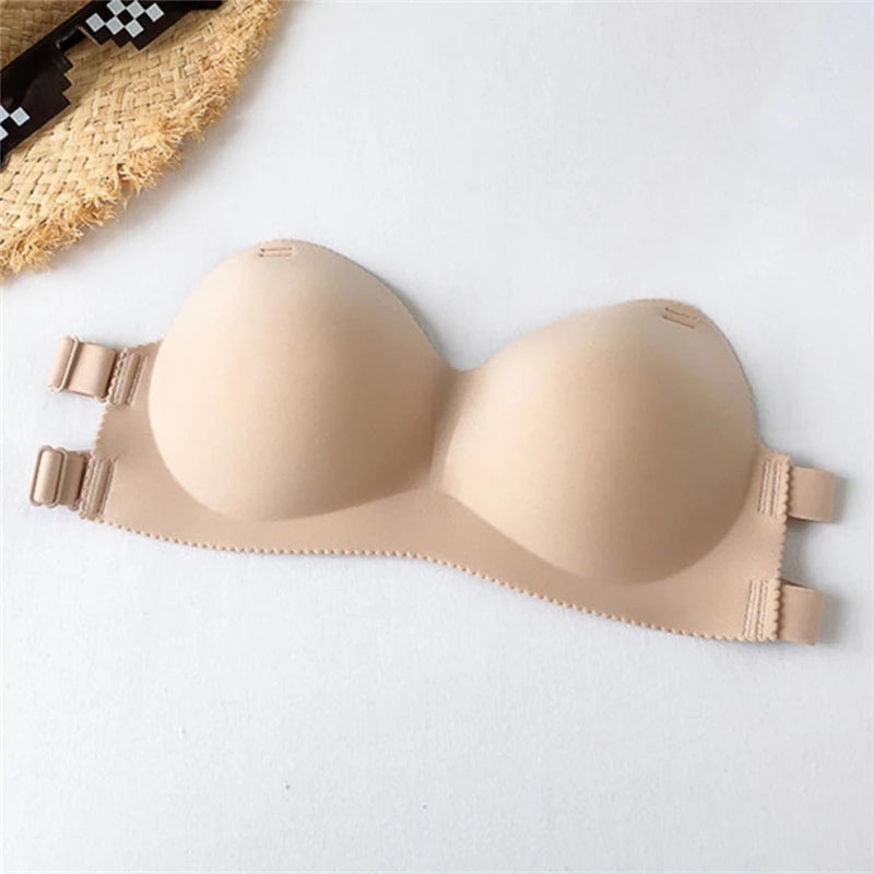 Sexy Backless Invisible Bra Push Up for Women Lingerie Seamless Brassiere No Sewing Bra Black Strapless Bras