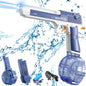 Electric Water Gun with Long Range, Squirt Blaster Automatic Toy with Light Effects and Rechargeable Battery, Summer Outdoor Toy for Pool, Beach & Backyard