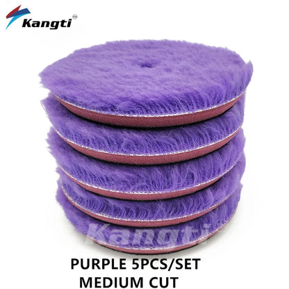 Kangti 5"(125mm)/6"(150mm) High Density Lambs Wool Polishing Pad for Car Waxing Buffing Finishing