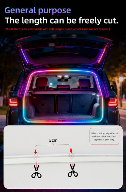 New car universal trunk and trunk lights with colorful lighting APP control LED ambient light RGB decorative light