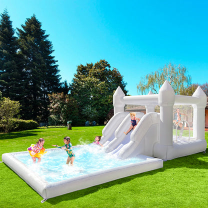 Inflatable Bounce House White Jumping Castle With Ball Pool Slide Children Birthday Party Decoration Gift Wedding Bouncy Castle