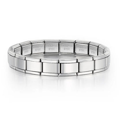 GEMOSA 9mm Width Italian Charm Bracelet Fashion Stainless Steel Bangle Elastic Link Chain High Quality Factory DIY