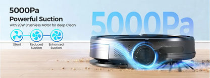 Vastorm E2 Robot Vacuum Cleaner 3-in-1 Floor Mop 5000Pa Powerful Suction with Auto-Charging Alexa/WiFi/App Control for Pet Hair Floors Cleaning