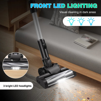 DayPlus Cordless Upright Stick Vacuum Cleaner,3 In 1 Wireles Handheld Vacuum Cleaner 130000RPM Brushless for Carpets, Hard Floor
