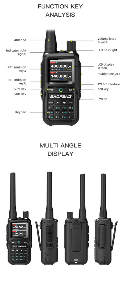 Baofeng UV-5R Mini 5W Walkie Talkie (2 Pack) | Bluetooth APP, NOAA Weather, 999 Ch | USB-C Charging for Outdoor/Hunting