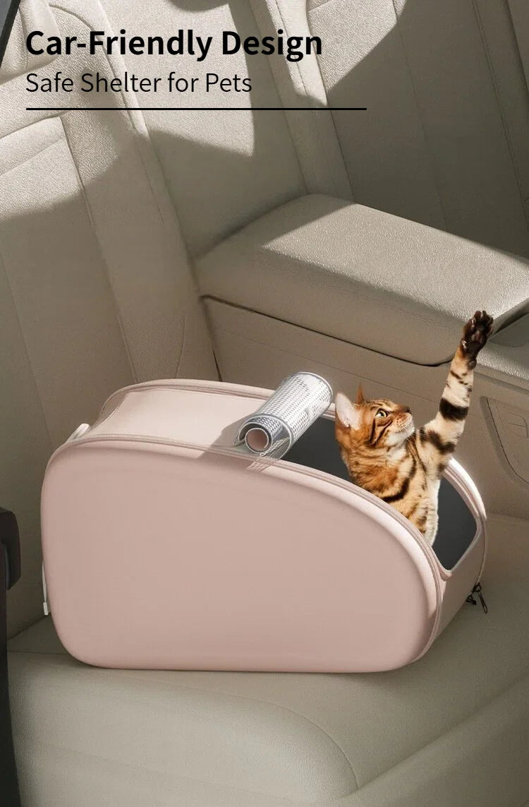 Clear View Foldable Portable Pet Stroller Button Closure Breathable Lightweight Travel Cart Transparent Window For Cats Dogs