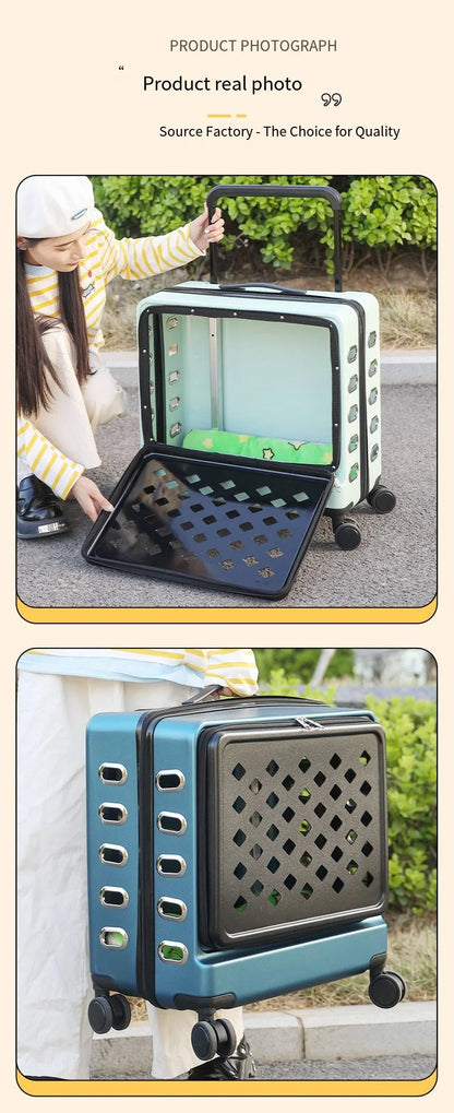 2026 Pet Trolley Luggage Portable Pet Outing Bag Transparent Space Cabin Pet Cart Handheld Cat Bag