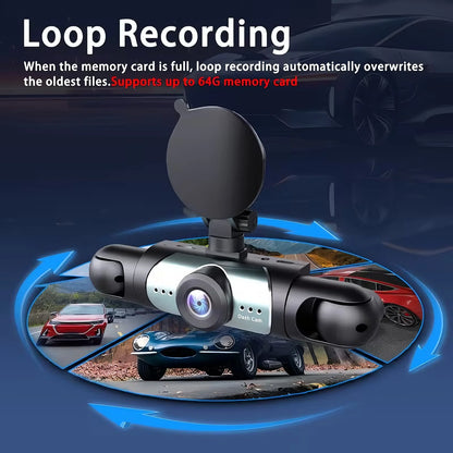 Dash Cam Vehicle DVR Video Recorder 4 Cameras for Cars Black Box Front Rear Internal Night Vision Loop Recording Dashcam Car 360