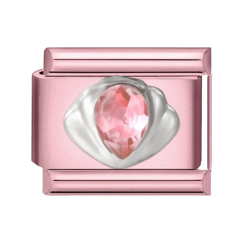 Pink Color Y2K Butterfly Star Bow Rabbit Heart Pendant Italian Charm Links Fit 9mm Stainless Steel Bracelet DIY Making Gifts