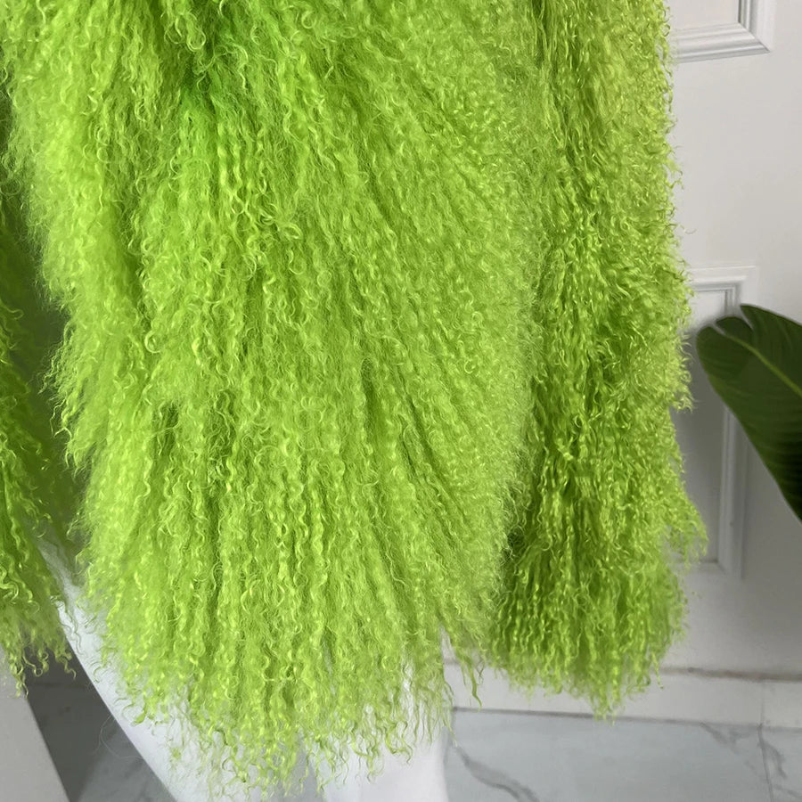 Collarless Tibetan Lamb Fur Coat Genuine Sheep Wool Jacket Natural Sheepskin Coat Luxury New Arrivals Women's Clothing