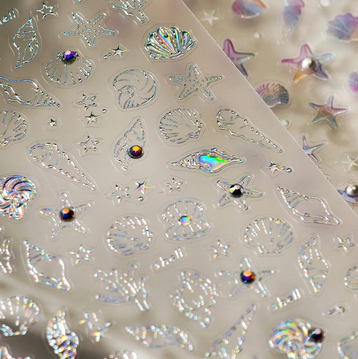 5D Nail Stickers Summer Beach Shell Crystal Diamond Self Adhesive Nail Art Stickers DIY Cute Ocean World Nail Decorations Parts