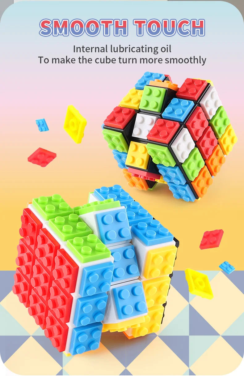 Building Blocks 3D Magic Puzzle Cube 3x3x3 DIY Fidget Toy Brick  puzzle professional smooth speed game children's toy gift