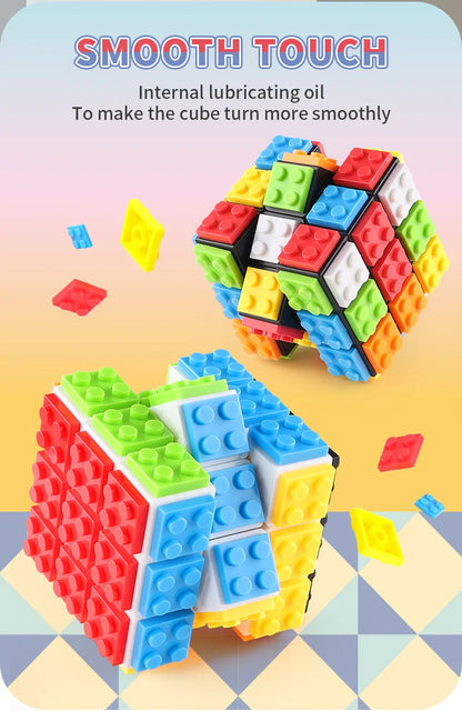 Building Blocks 3D Magic Puzzle Cube 3x3x3 DIY Fidget Toy Brick  puzzle professional smooth speed game children's toy gift