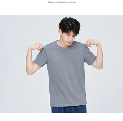 Semir Short Sleeve Men T-Shirt Cotton 2026 Summer New Man Clothing Thin And Versatile T Shirt Couples Solid Color Tops