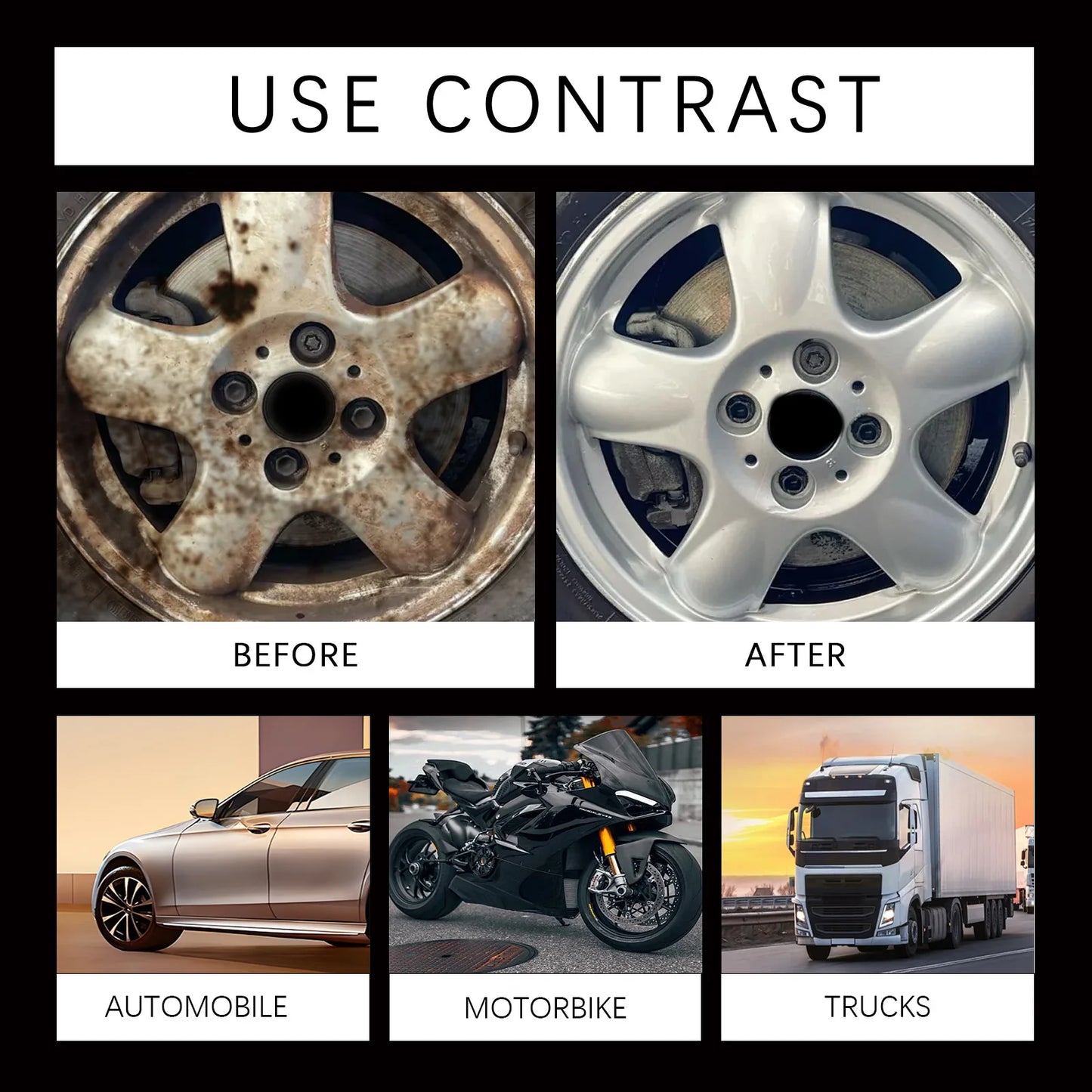 Multi Purpose Rust Converter Spray Lubricant and Degreaser for Rims Chains Metal Surfaces Cleaner Vehicle Supplies