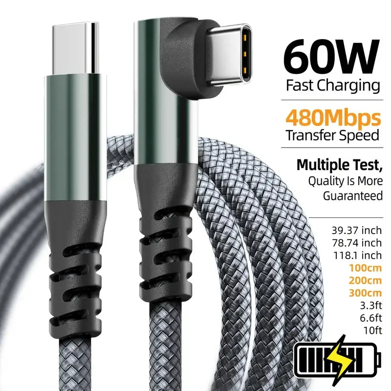 LAIHONEN 1PC USB C Cable 1M 2M 3M 10FT USB C Data Transfer 60W PD Fast Charging Cable for iPhone 15 15Plus 15Pro Max