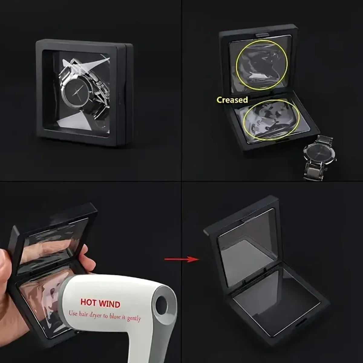 Transparent floating display box, plastic film jewelry packaging box, jewelry, necklace, ring, and collectible storage box