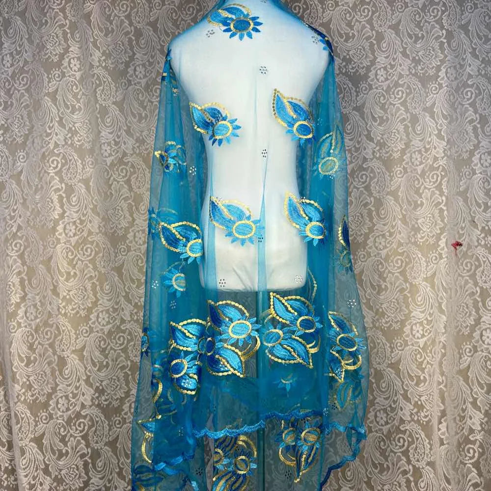 On Sale 2025 New African Net Hijab Scarf for Muslim Women African Dubai Islam Headscarf Embroidery Shawls Voile