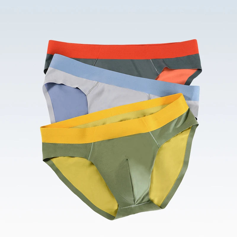Men's ice silk seamless underwear men breathable briefs summer thin boys sports low waist sexy short shorts head