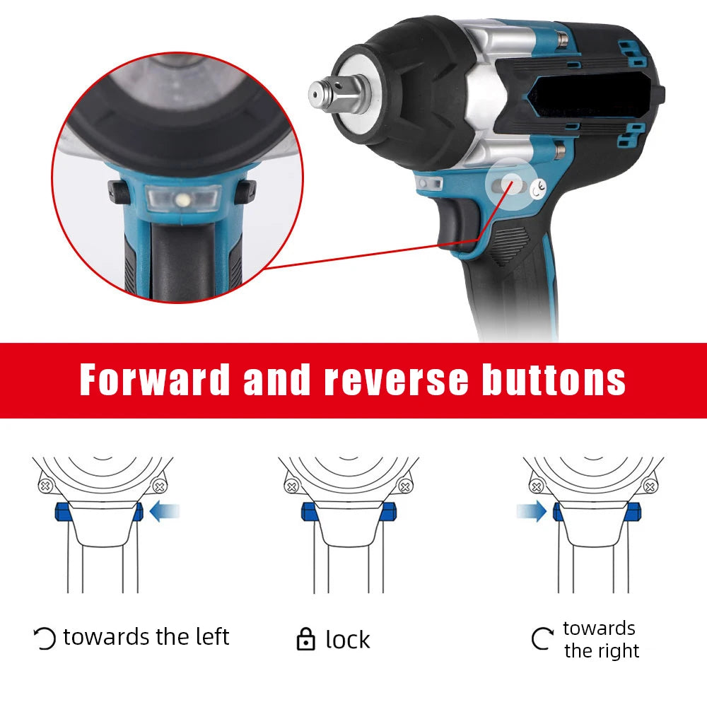 1200/1800N·m Brushless Cordless Electric Wrench Set 1/2" Car Truck Repair Screwdriver Power Tool Impact Drill Rechargable with 1 Battery
