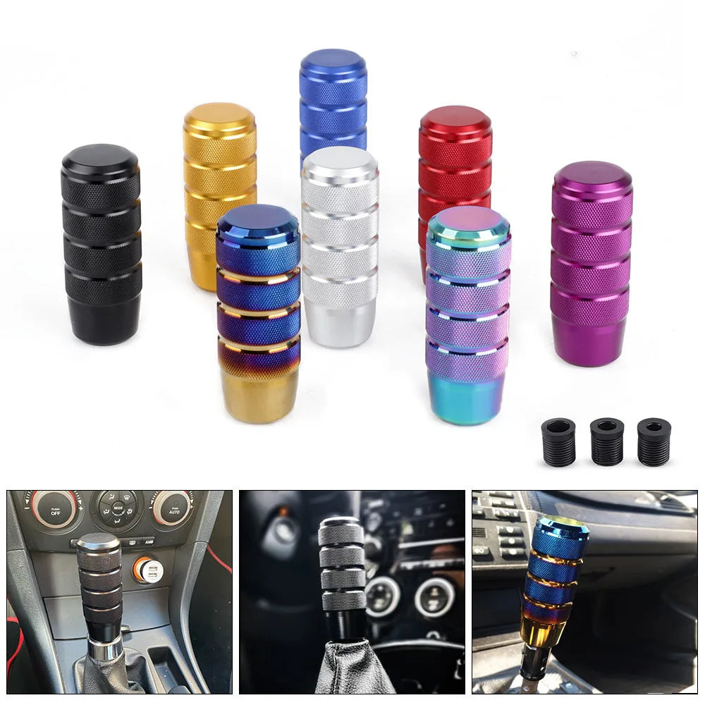 Universal Car Manual Transmission Aluminum Knurled Gear Shift Knob 95mm Non-Slip Gear Lever Knob M8 M10 M12 Universal
