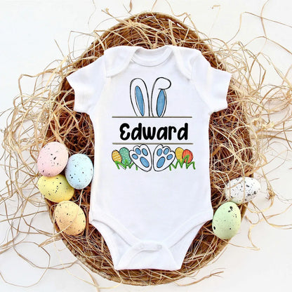 Custom Name Baby Easter Bodysuits Personalised Bunny Newborn Clothes Boys Girls Long Sleeve Jumpsuit Easter Party Infant Outfits