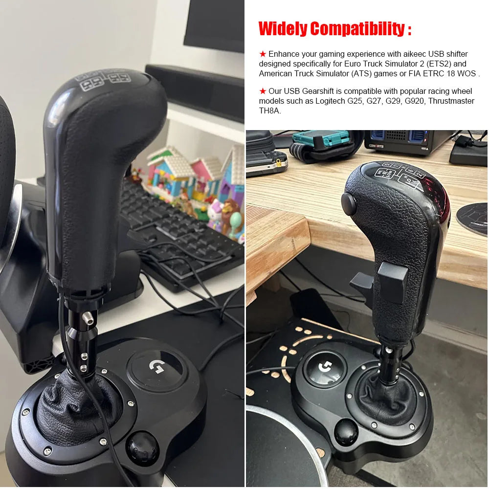Left Hand USB Truck Simulator Shifter Knob for Logitech G923 G29 G27 G25 TH8A for ETS2&ATS Euro Truck High Low Gear Simulator