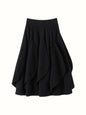 French 100% Pure Cashmere Skirt Ruffle Irregular A-line Soild Midi Sirt Autumn Winter Women Elegant Pleated  Knit Dress Fashion