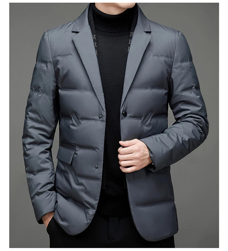 Winter New Style 90 White Duck Down Men's High-End Quality Scarf Collar Casual Suit Jacket