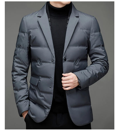 Winter New Style 90 White Duck Down Men's High-End Quality Scarf Collar Casual Suit Jacket