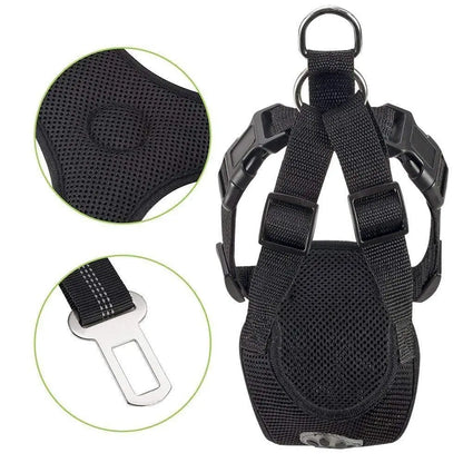 Dog Safety Vest Harness with Seatbelt, Dog Car Harness Seat Belt Adjustable Pet Harnesses Double Breathable Mesh Fabric with Car