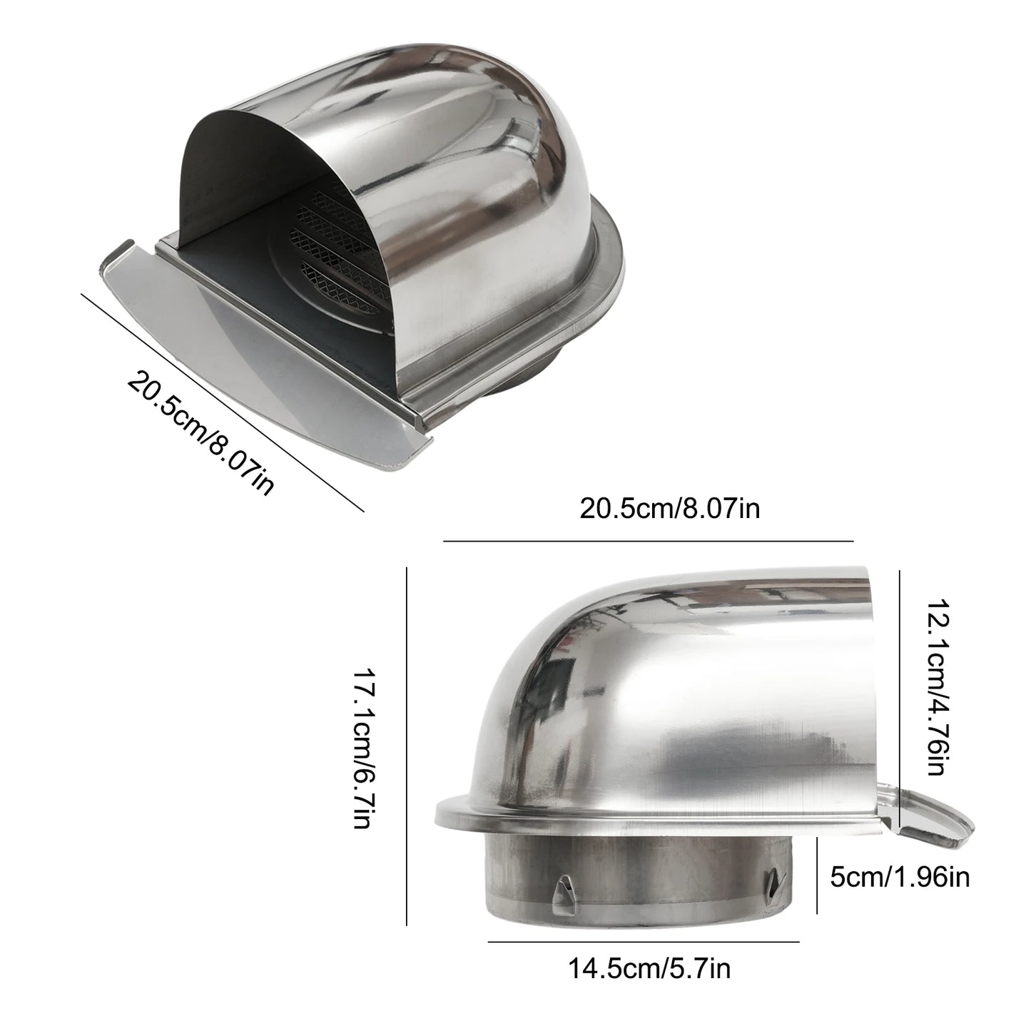 Wall Air Vent Outlet Stainless Steel Metal Cover Ducting Ventilation Exhaust Grille Cover Heating Cooling Vents Cap 100mm 150mm