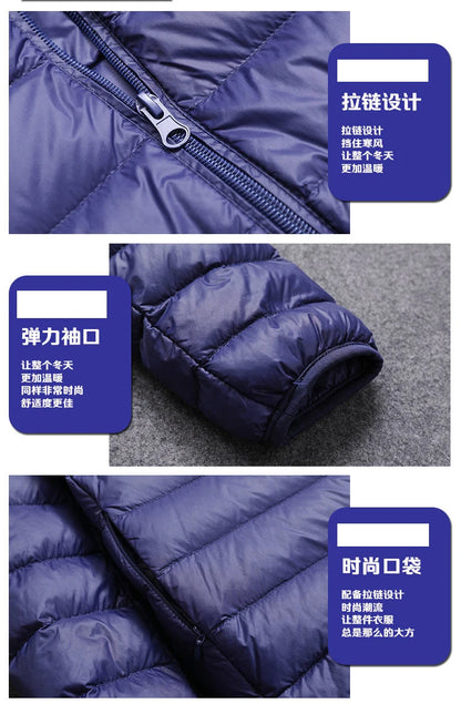 Men's All-Season Ultra Lightweight Packable Down Jacket Water and Wind-Resistant Breathable Coat Big Size Men Hoodies Jackets