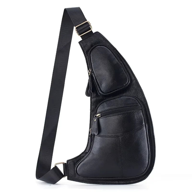 Men Cross Body Shoulder Sling Backpack Chest Bag Pouch Genuine Leather Casual Travel Retro Male Crossbody Messenger Side Bags